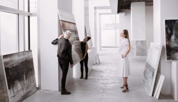 Woman viewing art