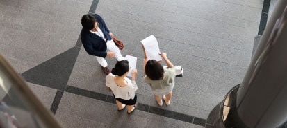 View of group of people from overhead